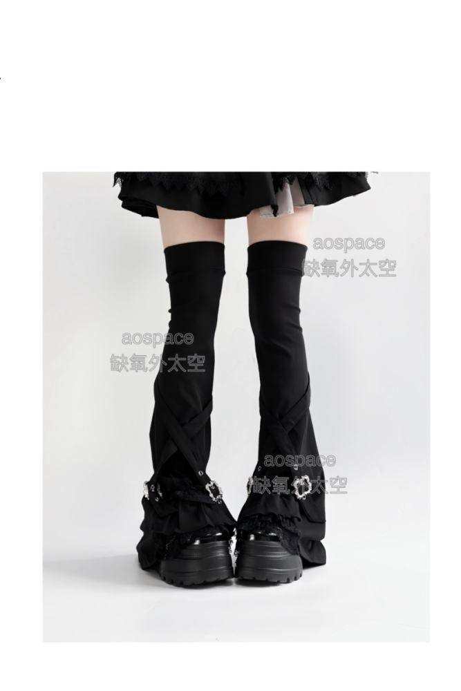 AO Space The Party Kuro Top Lacework Leg Covers Jirai Kei Outfits