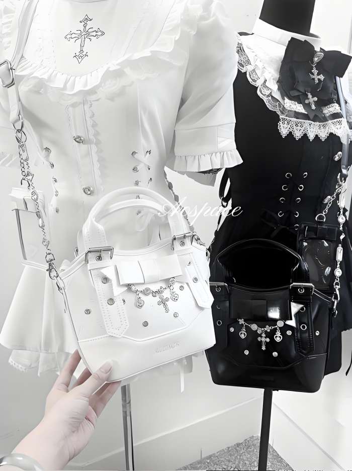 AO Space Rose Heartstrings Kuro Crossbody Tote Bag Jirai Kei Fashion