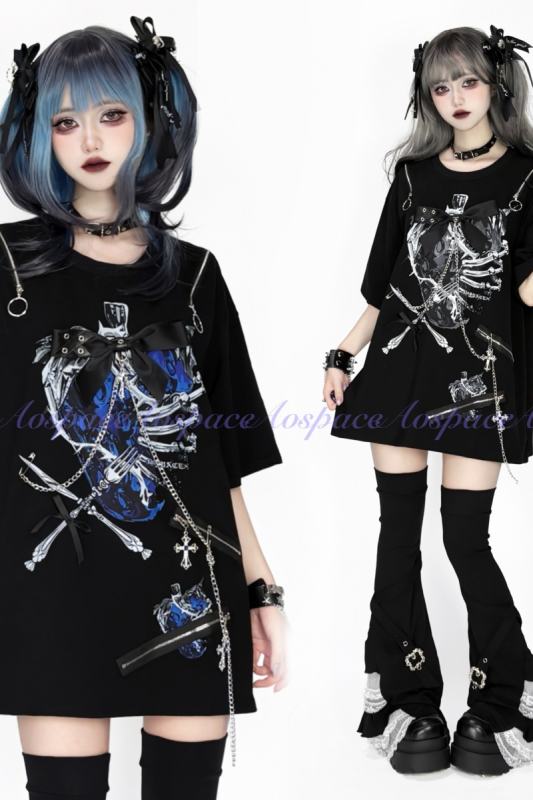 AO Space The Party Kuro Top Lacework Leg Covers Jirai Kei Outfits