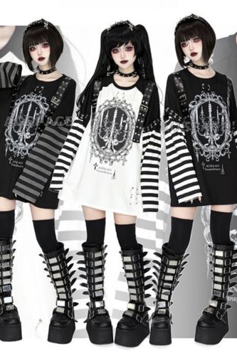 AO Space Candlelight Night Printed Long Sleeve Top Jirai Kei Clothing