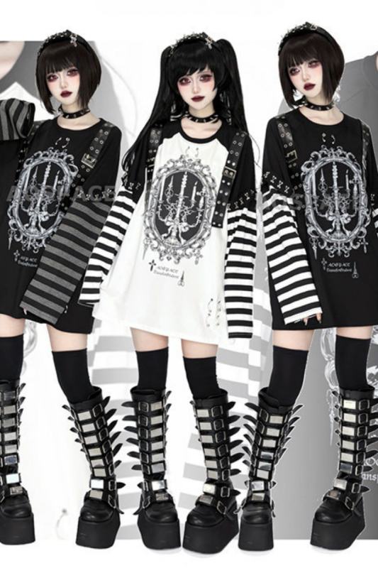 AO Space Candlelight Night Printed Long Sleeve Top Jirai Kei Clothing