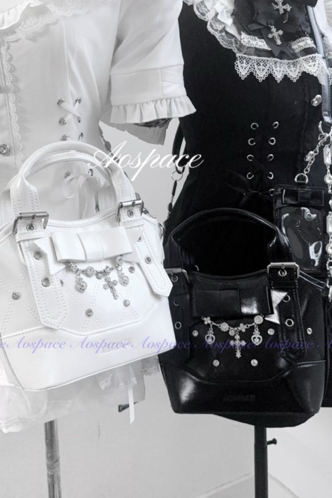 AO Space Rose Heartstrings Kuro Crossbody Tote Bag Jirai Kei Fashion