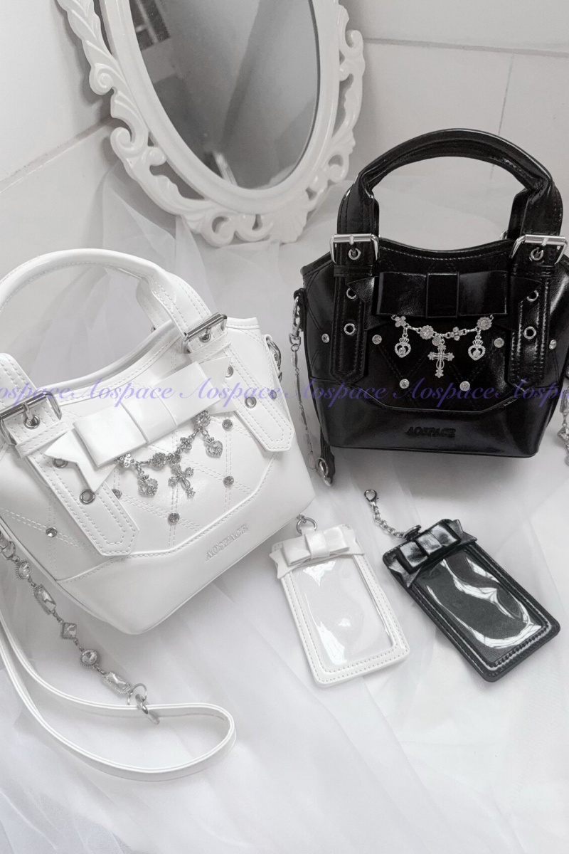 AO Space Rose Heartstrings Kuro Crossbody Tote Bag Jirai Kei Fashion
