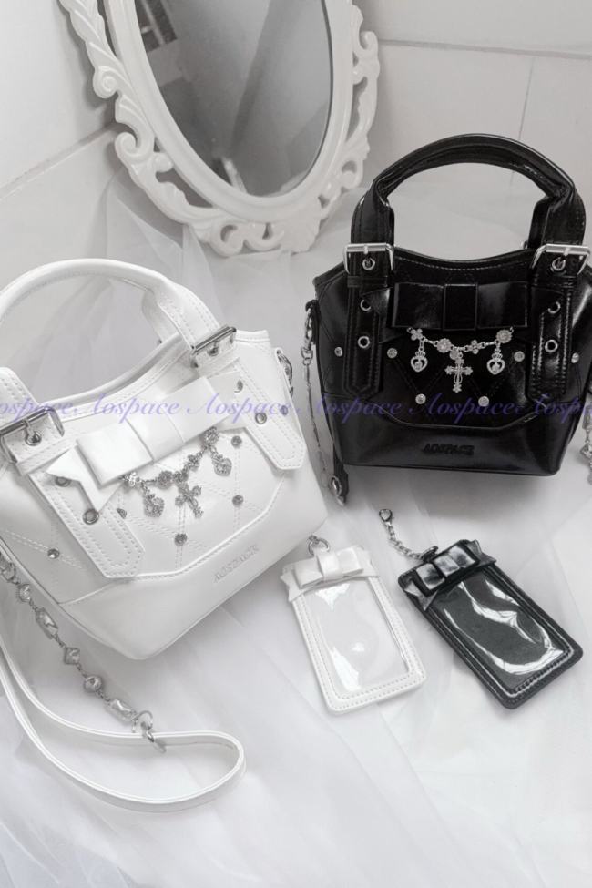 AO Space Rose Heartstrings Kuro Crossbody Tote Bag Jirai Kei Fashion