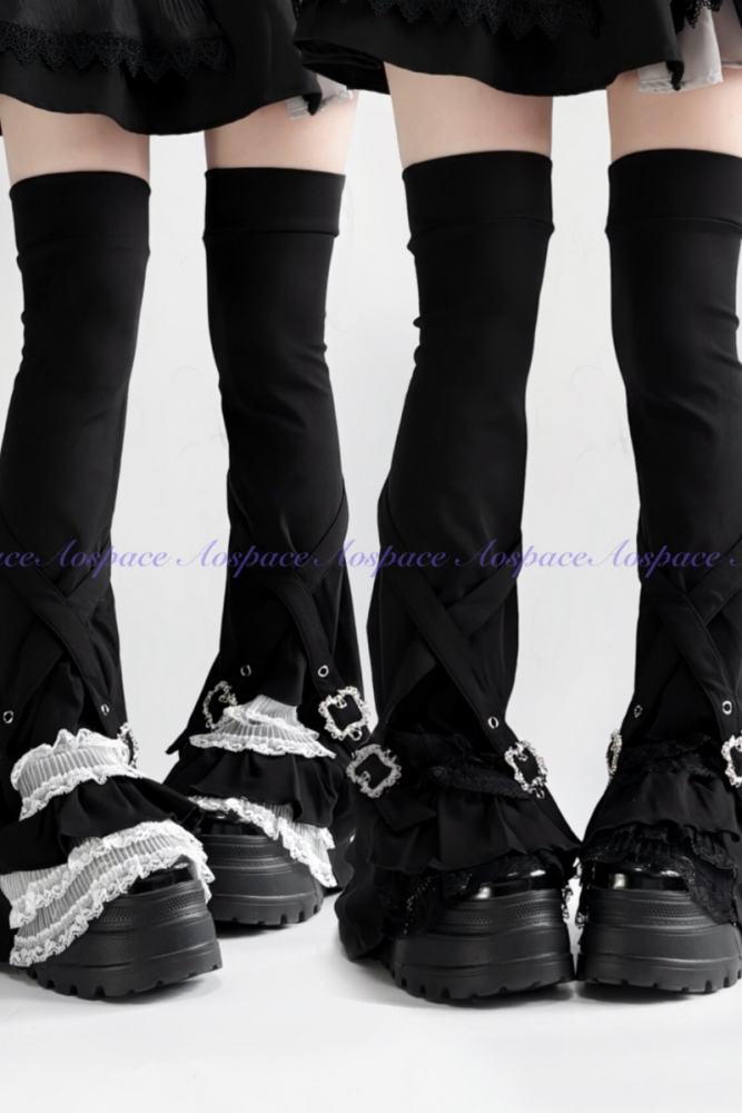 AO Space The Party Kuro Top Lacework Leg Covers Jirai Kei Outfits