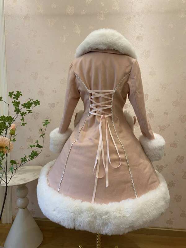 Pink Elegant Lolita Jacket Heart & Fur Collar