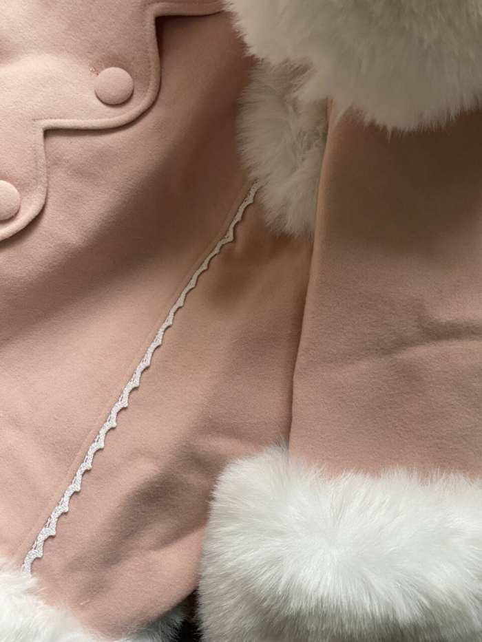 Pink Elegant Lolita Jacket Heart & Fur Collar
