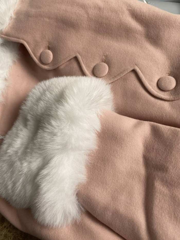 Pink Elegant Lolita Jacket Heart & Fur Collar