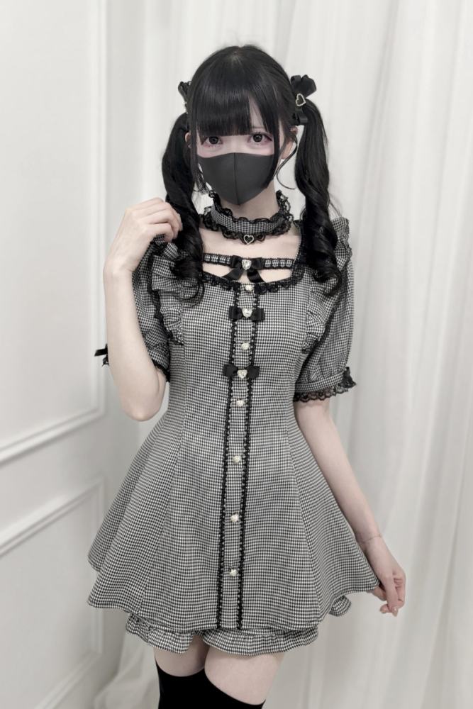 Nekura Slim Lacework Kuro Set Jirai Kei Clothes