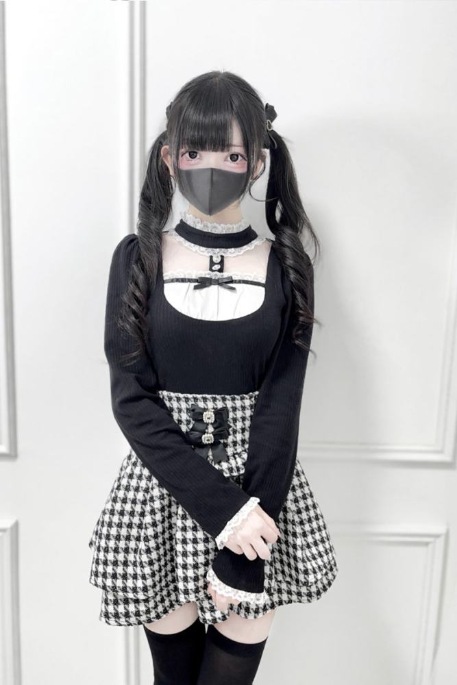 Nekura Pink Knitting Lacework Top Jirai Kei Outfits