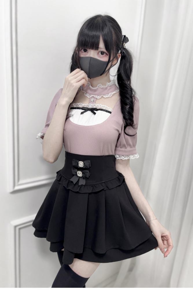 Nekura Pink Knitting Lacework Top Jirai Kei Outfits