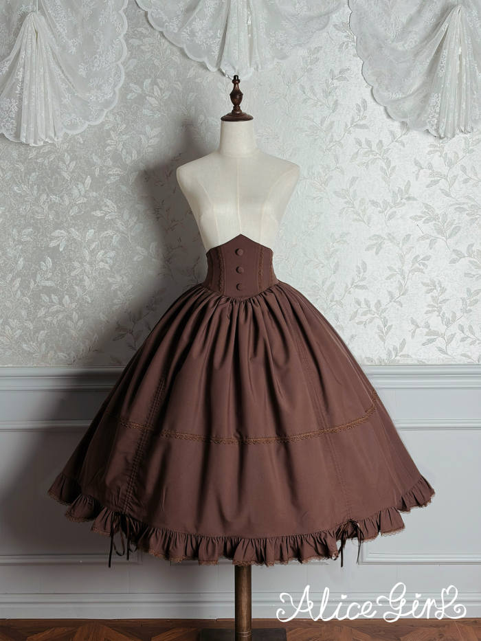 Alice Girl Duke of Victoria Classic Lolita Stripe Skirt, Corset Overskirt, Blouse and Coat