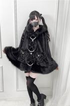 Nekura Fluffy Kuro Bow Hoodie Cape Jirai Kei Fashion
