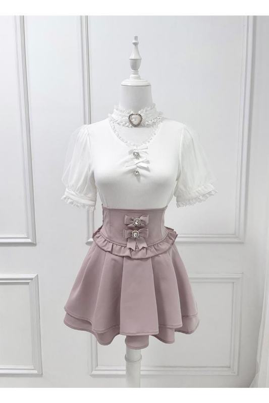 Nekura Black White Double Fluffy Sleeve Top Jirai Kei Clothing