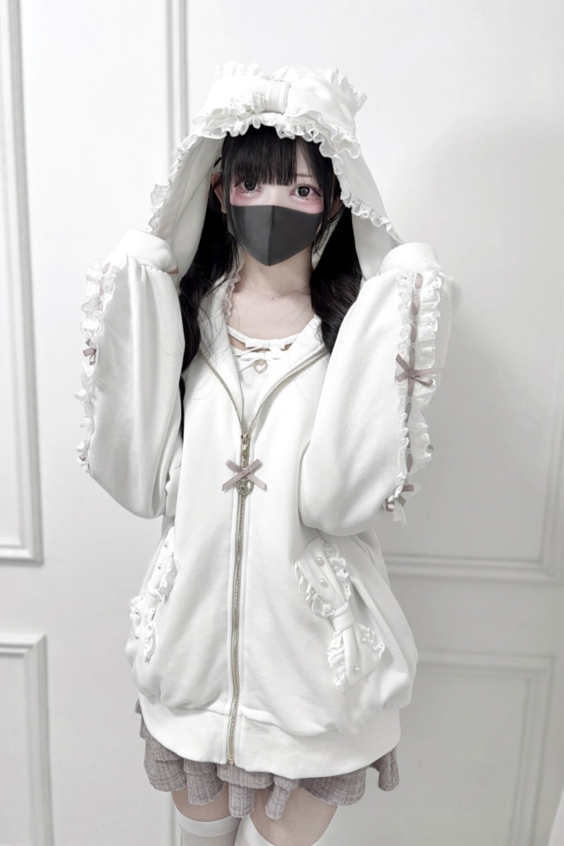 【RUDE GALLERY】KAMAKIRI COAT size:3 Nek Kuro Lacework Hooded Coat Jirai Kei Clothes