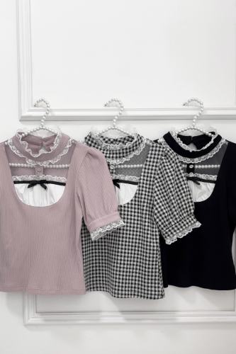 Nekura Pink Knitting Lacework Top Jirai Kei Outfits