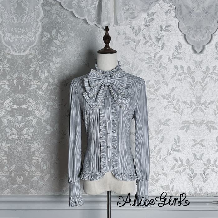 Alice Girl Duke of Victoria Classic Lolita Stripe Skirt, Corset Overskirt, Blouse and Coat