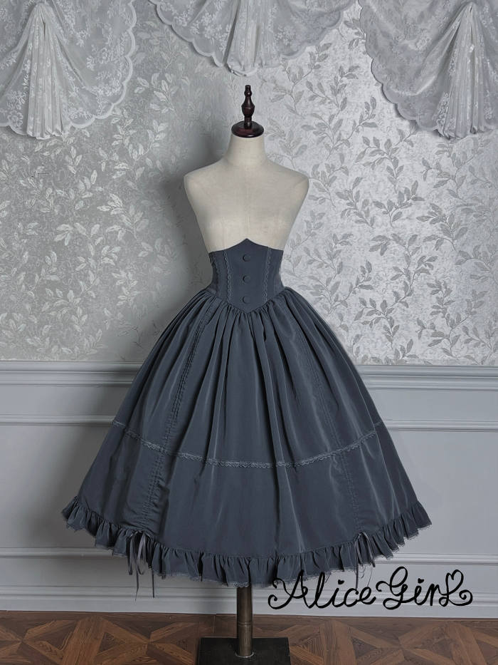 Alice Girl Duke of Victoria Classic Lolita Stripe Skirt, Corset Overskirt, Blouse and Coat