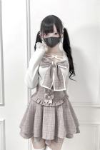 Nekura White Bow Knitted Long Sleeve Top Jirai Kei Clothing