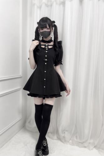 Nekura Slim Lacework Kuro Set Jirai Kei Clothes