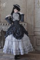Alice Girl Duke of Victoria Classic Lolita Stripe Skirt, Corset Overskirt, Blouse and Coat