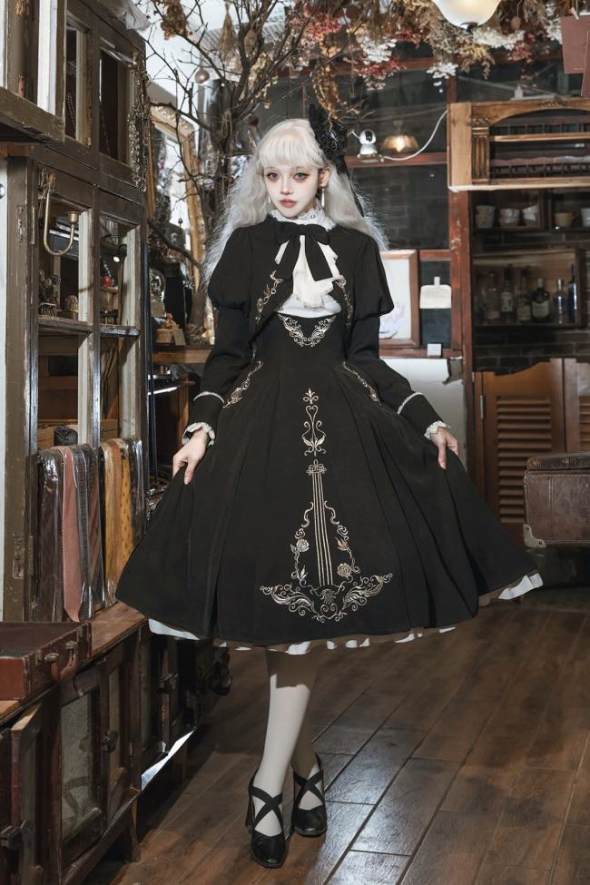 Violin Variations Classic Lolita Salopette, Blouse and Coat