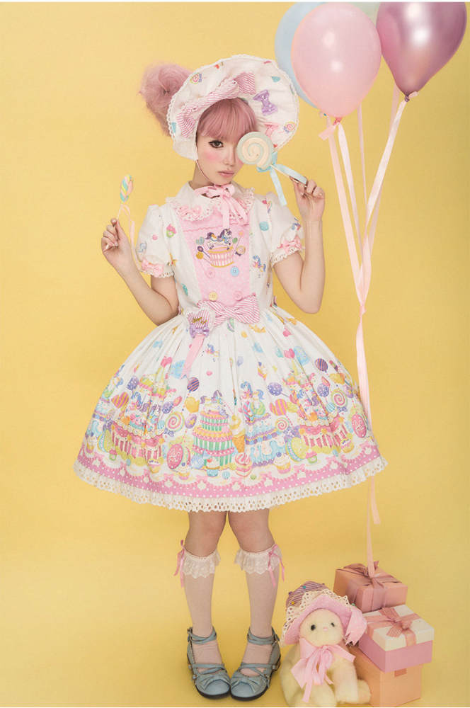 Antique Cat Dessert Land OP JSK Salopette Sweet Lolita Dress