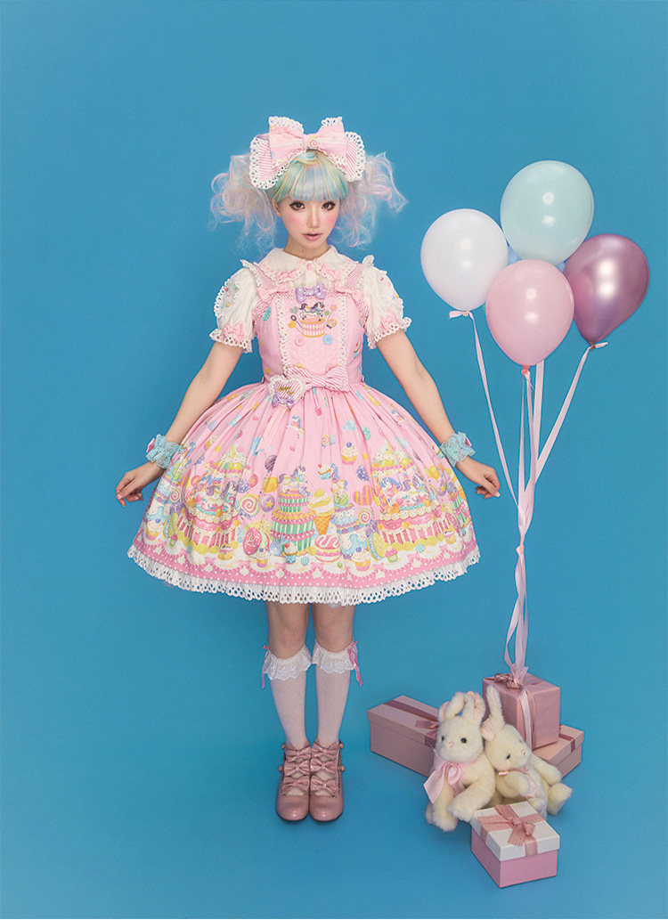 Retro Cat Dessert Land OP JSK Salopette Sweet Lolita Dress