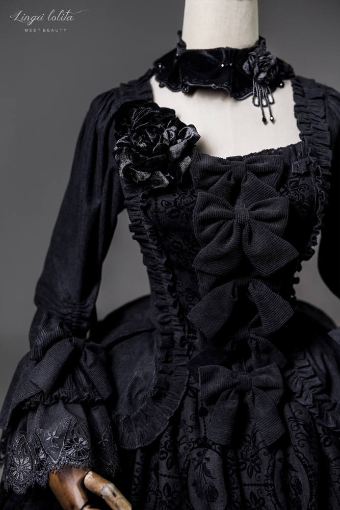 Lingxi Lolita Night Falls on Versailles Gothic Top + Skirt Set