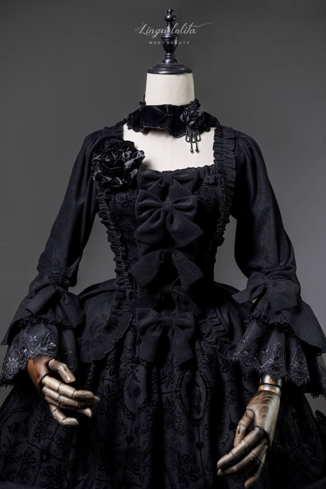 Lingxi Lolita Night Falls on Versailles Gothic Top + Skirt Set