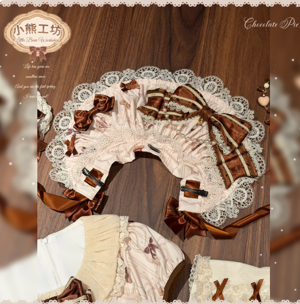 Meng Fu Zi Bear Workshop Classic Lolita Hat, Choker, Detachable Sleeves
