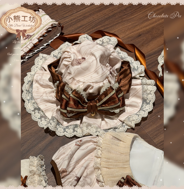 Meng Fu Zi Bear Workshop Classic Lolita Hat, Choker, Detachable Sleeves