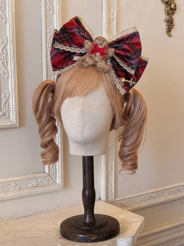 Tantuan Gingerbread Man Gingham Red Black Winter Lolita Dress