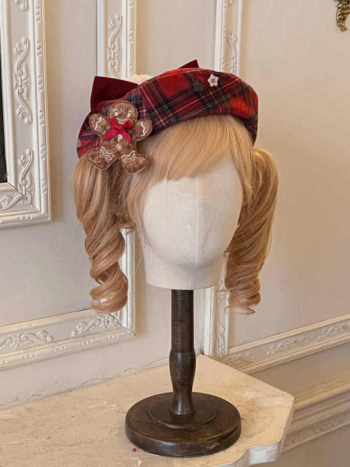 Tantuan Gingerbread Man Gingham Red Black Winter Lolita Dress