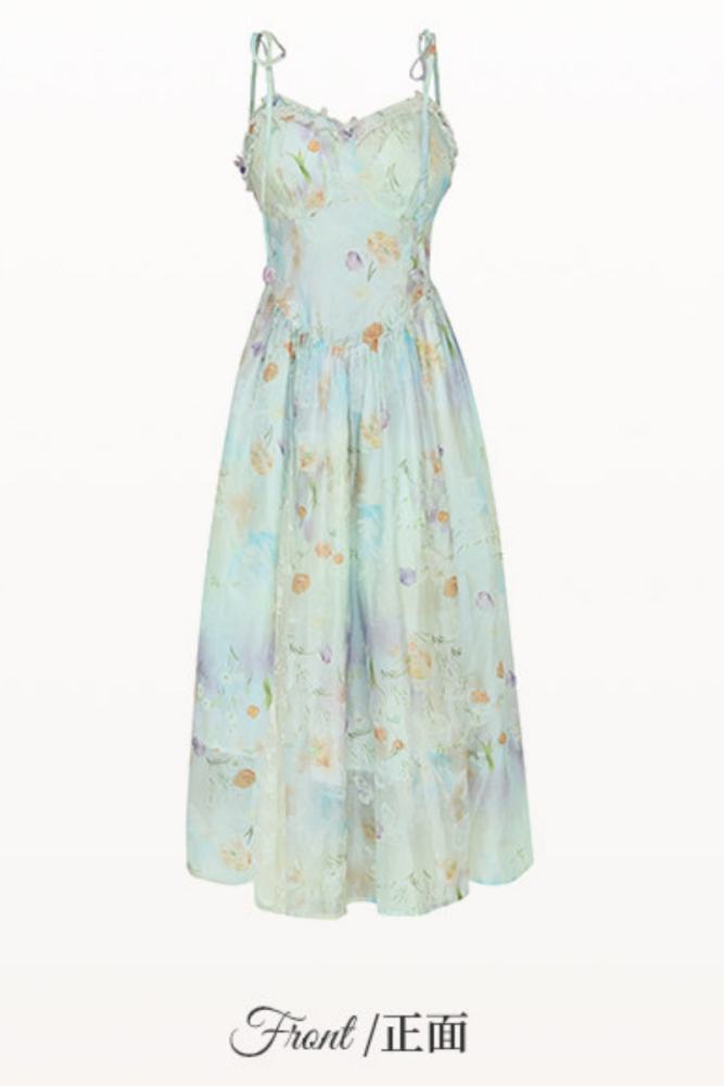 Hard Candy Plus Size Butterfly Shadows Retro Pastel Floral Strap Dress