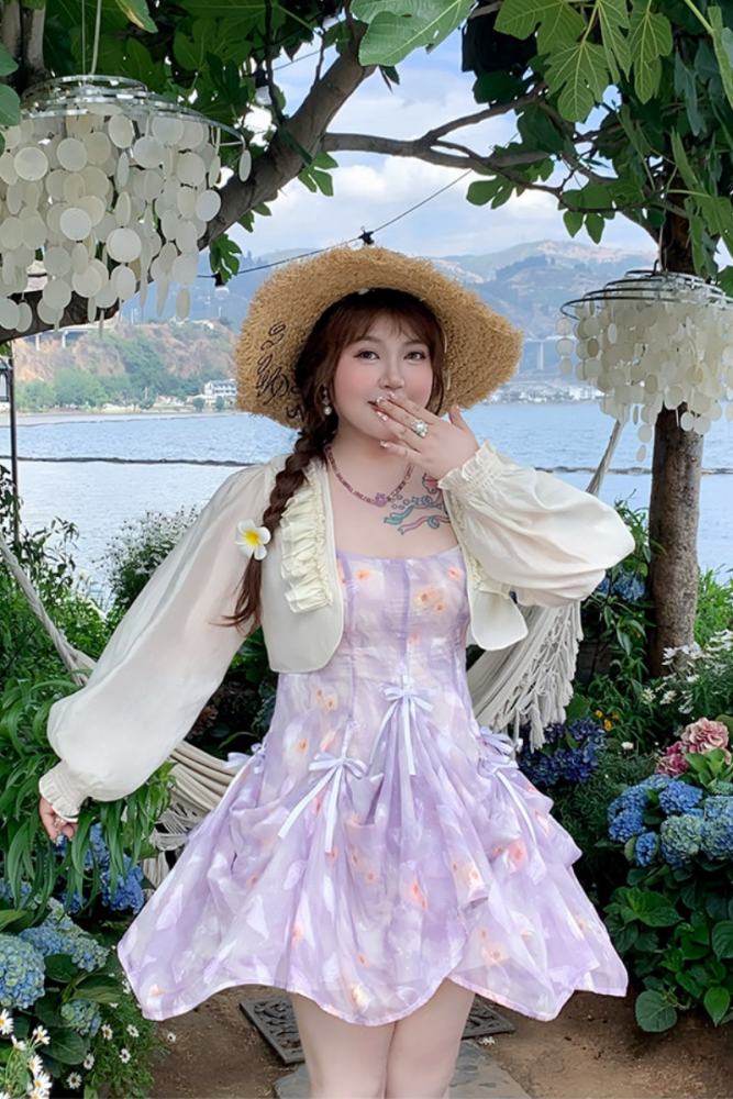 Hard Candy French Vacation Spaghetti Strap Purple Dress and Outerwear Top