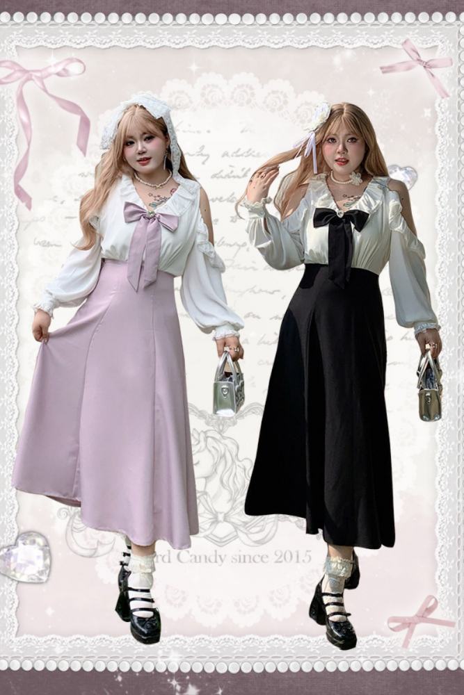 Hard Candy Plus Size Patchwork Off Shoulder Black Dress