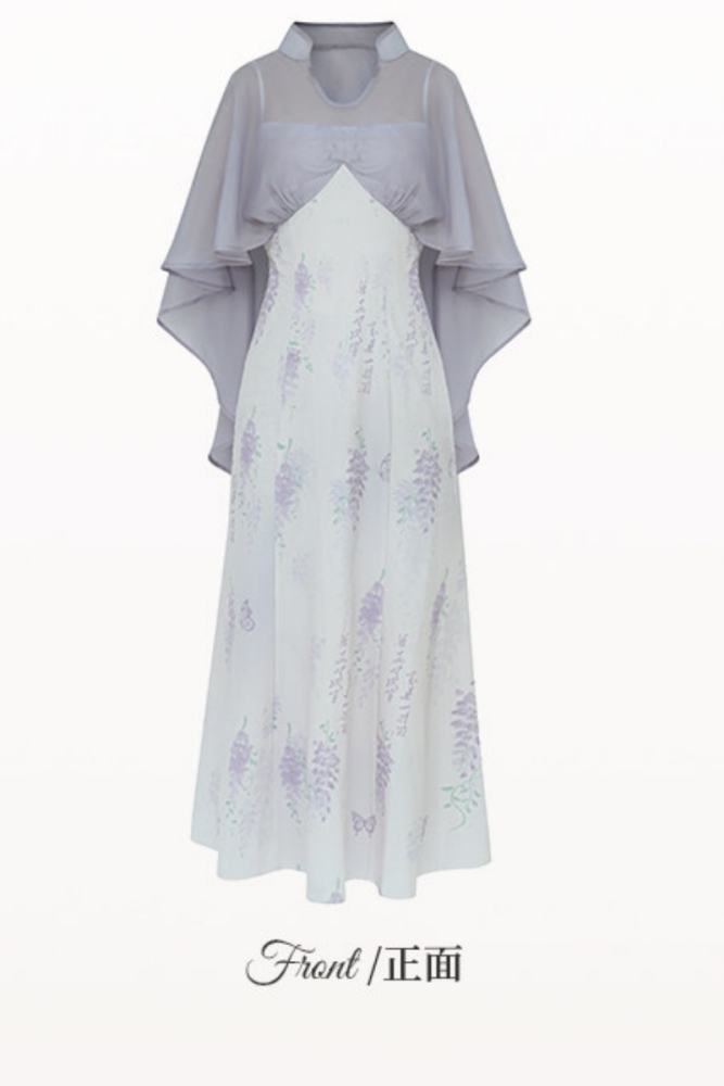 Hard Candy Plus Size Gentle Wisteria Cheongsam Long Dress