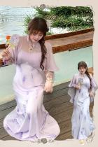 Hard Candy Plus Size Gentle Wisteria Cheongsam Long Dress
