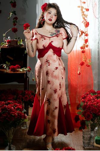 Hard Candy Plus Size French Floral Fishtail Dress