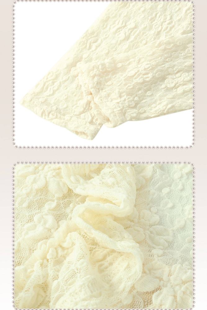Hard Candy Retro Lace Knitted Flowers Beige Cardigan