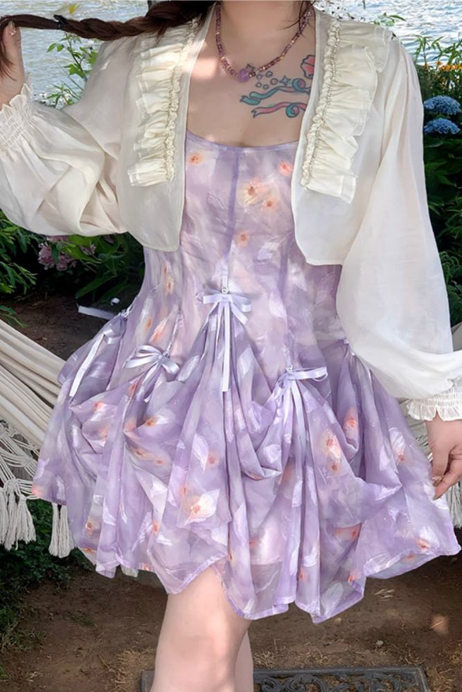 Hard Candy French Vacation Spaghetti Strap Purple Dress and Outerwear Top