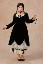 Night Party Lace Halloween Black Velvet Dresses for Women