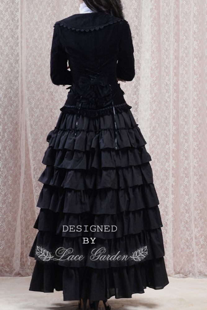 Lace Garden Miss Hepburn Retro Velvet Coat and Multi Layered Skirt