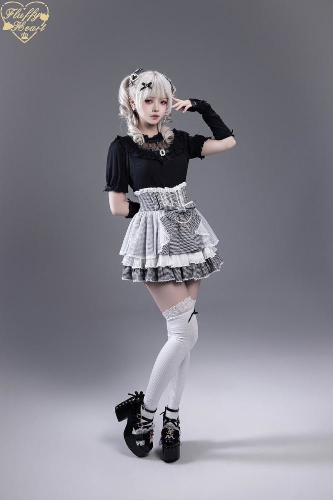 Fluffy Heart Dreamy Desserts Japanese Girlish Lace Cake Skirt Jirai Kei Fashion