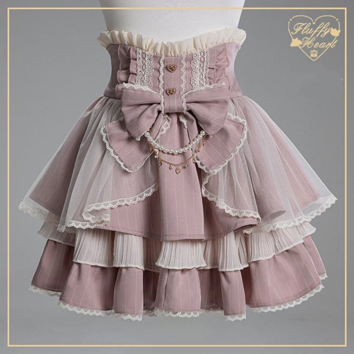 Fluffy Heart Dreamy Desserts Japanese Girlish Lace Cake Skirt Jirai Kei Fashion