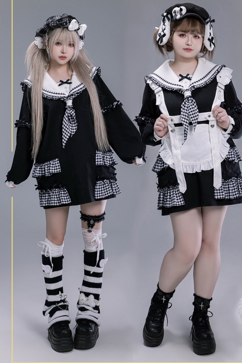Fluffy Heart Striped Mercury Sailor Collar White Hoodie Jirai Kei