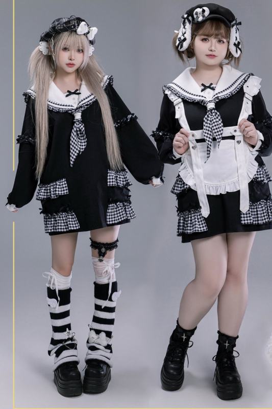 Fluffy Heart Striped Mercury Sailor Collar White Hoodie Jirai Kei Clothing