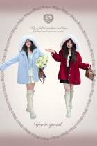 Hard Candy Gentle Woolen Plus Size Blue Red Overcoat