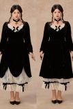 Night Party Lace Halloween Black Velvet Dresses for Women